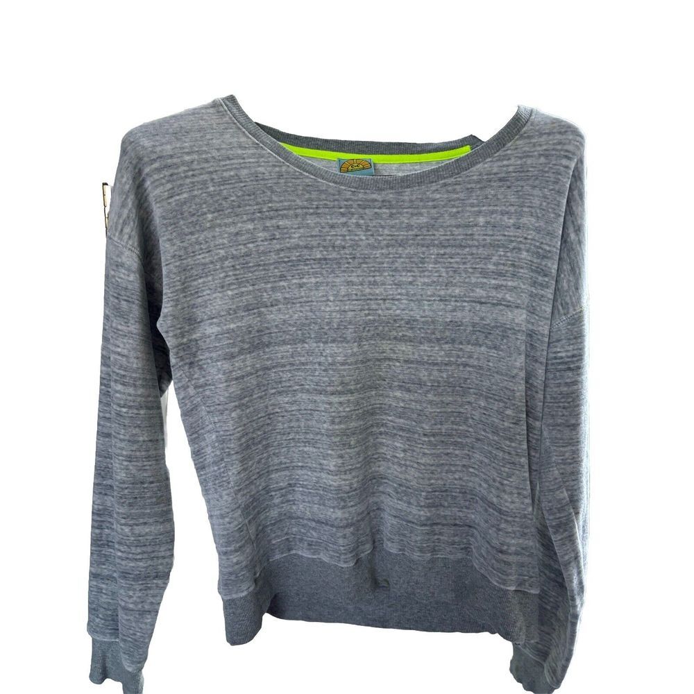 C & C California Large Velour Grey Sweatshirts Long Sleeve Off The Shoulder Wear